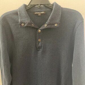 Micheal Kors Men´s Waffle-Knit 1/4 Snap Front Mock Turtleneck Sweatshirt, Size L